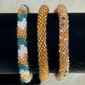 HAND CRAFTED in Nepal Beaded Bracelets (set of 3) #228